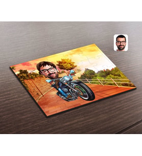 BK Gift Kişiye Özel Erkek Motorcu Karikatürlü Ahşap Puzzle-2