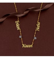 Kişiye Özel Singapur Zinir Üç İsimli Aile Kolye (Gold)