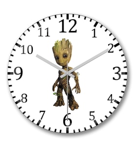 Baby Groot Duvar Saati Bombeli Gercek Cam