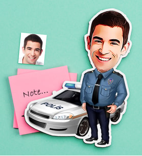 BK Gift Kişiye Özel Bay Trafik Polisi Karikatürlü Ahşap Magnet-2 (Çok Renkli)