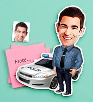 BK Gift Kişiye Özel Bay Trafik Polisi Karikatürlü Ahşap Magnet-2 (Çok Renkli)