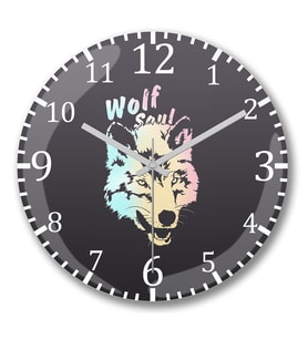 NS Wolf Soul 3 Duvar Saati Bombeli Gercek Cam