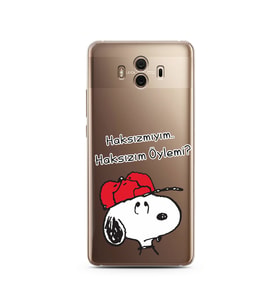 Snoopy Tasarımlı Süper Şeffaf Silikon Telefon Kılıfı Huawei Mate 10 Pro 