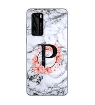 Mermer Çiçekli Harf Tasarım Süper Şeffaf Silikon Telefon Kılıfı Huawei P40 P-Har