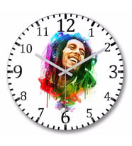 Bob Marley Mutluluğun Rengi Duvar Saati Bombeli Gercek Cam