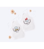 BK Gift Kişiye Özel İkili Erkek ve Kadın Chef Beyaz Mutfak Önlüğü Seti-1