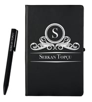 Kişiye Özel Hazırlanmış Siyah Defter ve Siyah  Kalem Seti
