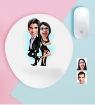 BK Gift Kişiye Özel Sevgililer Karikatürlü Bilek Destekli Mouse Pad-6 (Beyaz)