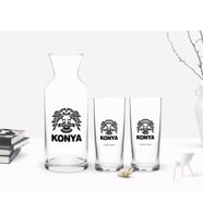BK Gift Kişiye Özel Renkli Baskılı Konya Tasarımlı Turistik İkili Rakı Bardağı ve Karaf Hediye Seti-1 (Model 1)