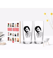 BK Gift Kişiye Özel Renkli Baskılı Çılgınlar Gibi Tasarımlı İkili Rakı Bardağı ve Rakı Cep Kitabı Hediye Seti-1 (Model 1)
