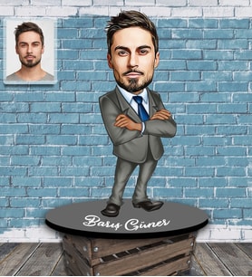 Kişiye Özel Öğretmen Karikatürlü Ahşap Biblo Bay-6