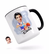 BK Gift Kişiye Özel Erkek Basketbolcu Karikatürlü Siyah Kupa Bardak-2