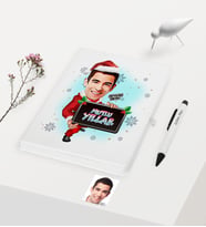 BK Gift Kişiye Özel Yılbaşı Temalı Bay Karikatürlü Beyaz Defter Kalem Seti - 2