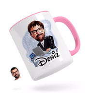 BK Gift Kişiye Özel Erkek Genel Müdür Karikatürlü Pembe Kupa Bardak-1