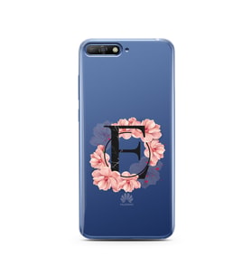 Pembe Çiçekli Harf Tasarım Süper Şeffaf Silikon Telefon Kılıfı Huawei Y6 2018 E-