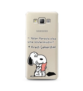 Snoopy Tasarımlı Süper Şeffaf Silikon Telefon Kılıfı Samsung A7 (2015)