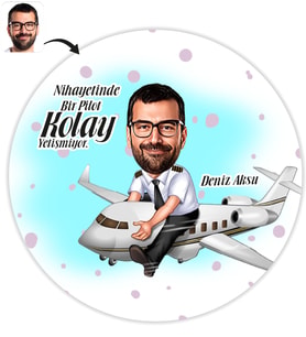 BK Gift Kişiye Özel Bay Kaptan Pilot Karikatür Baskılı Yaş Pasta İçin Yenilebilir Şekerli Kağıt  1(Sadece Kağıt)