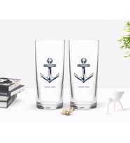 BK Gift Kişiye Özel Renkli Baskılı Çapa Figürlü İkili Rakı Bardağı Seti-1 (Beyaz)