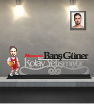 Kişiye Özel Basketbolcu Karikatürlü Kolay Yetişmiyor Ahşap Biblo Bay-2