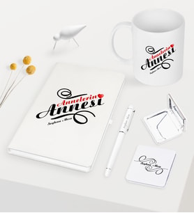 BK Gift Kişiye Özel Annelerin Annesi Beyaz Defter Kalem Kupa Ayna Seti (Model 1)
