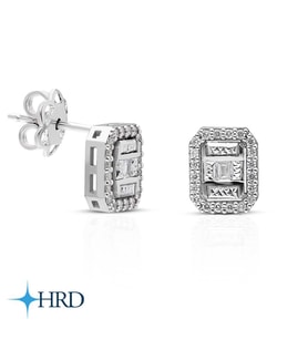 Modern Tasarım 0.18 Ct Baget Kare Tektaş Küpe (Beyaz)