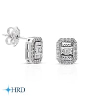 Modern Tasarım 0.18 Ct Baget Kare Tektaş Küpe (Beyaz)
