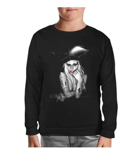 Lady Gaga Siyah Çocuk Sweatshirt