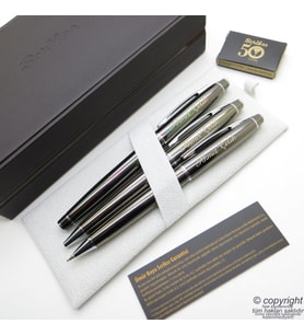 Scrikss 35 3'lü Set Titanium Ahşap Deri Kutulu  Dolma Kalem + Tükenmez Kalem + Versatil Kalem Set  Scrikss Kalem  İsme Özel Kalem  Hediyelik Kalem