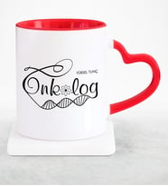 BK Gift Kişiye Özel Mesleki Onkolog Kırmızı Kalpli Kupa Bardak