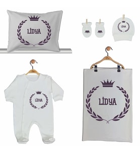 Pia Baby GL 2006 İsme Özel Taçlı Beşli Tulum Set