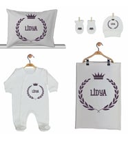 Pia Baby GL 2006 İsme Özel Taçlı Beşli Tulum Set