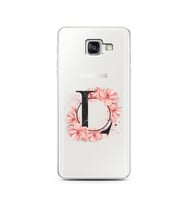 Pembe Çiçekli Harf Tasarım Süper Şeffaf Silikon Telefon Kılıfı Samsung A5 (2016)