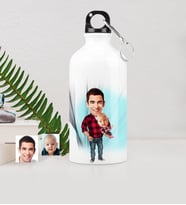 BK Gift Kişiye Özel Baba Oğul Karikatürlü Metal Suluk 500 Ml 3