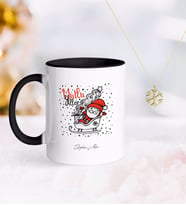 BK Gift Kişiye Özel Noel Baba Siyah Kupa ve Kar Tanesi Kolye-5 (Model 1)