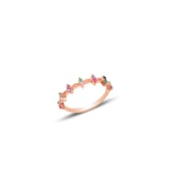 Söğütlü Silver Gümüş rose mix taşlı crown yüzük