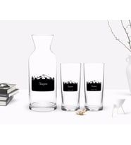 BK Gift Kişiye Özel Renkli Baskılı Kayseri Tasarımlı Turistik İkili Rakı Bardağı ve Karaf Hediye Seti-2 (Model 1)
