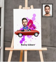 Kişiye Özel Sürücü Karikatürlü  Ahşap Tablo 30x47 Bay-1
