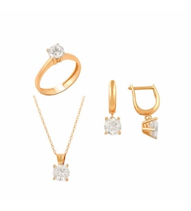 Tektaş Üçlü Set 5.50 Gram 14 Ayar Altın (Çok Renkli)