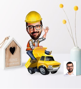 BK Gift Kişiye Özel Bay Yol Mühendisi Karikatür Ahşap Biblo  1