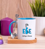 Ebe Ahşap Altlıklı Mavi Kupa Bardak