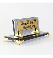Kişiye Özel Tasarım Premium Cam Masaüstü İsimlik - Yönetici İsimlik – Ofis Masaüstü İsimlik - Masalık