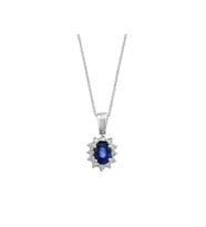 Sirius Pırlanta ve Oval Safir Taşlı Anturaj Kolye 0717P0011