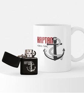BK Gift Kişiye Özel Kaptan Çakmak ve Kupa Seti
