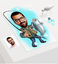BK Gift Kişiye Özel Bay Balıkçı Karikatür 240 Parça A3 Puzzle  1