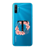 Pembe Çiçekli Harf Tasarım Süper Şeffaf Silikon Telefon Kılıfı Oppo Realmi C3 T-