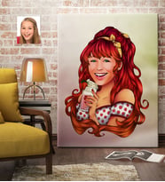BK Gift Kişiye Özel Kadın Karikatürlü Kanvas Tablo 70x100cm-54