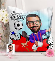 BK Gift Kişiye Özel Bay Futbolcu Bordo Mavi Karikatürlü  Yastık  1