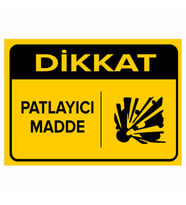 MIGNATIS - Dikkat Patlayıcı Madde Levhası - Sac Malzeme 35x50cm