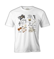 Müzik - Akort Beyaz Erkek Tshirt