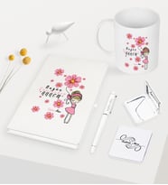 BK Gift Kişiye Özel Bugün Günlerden Annem Beyaz Defter Kalem Kupa Ayna Seti - 2 (Model 1)